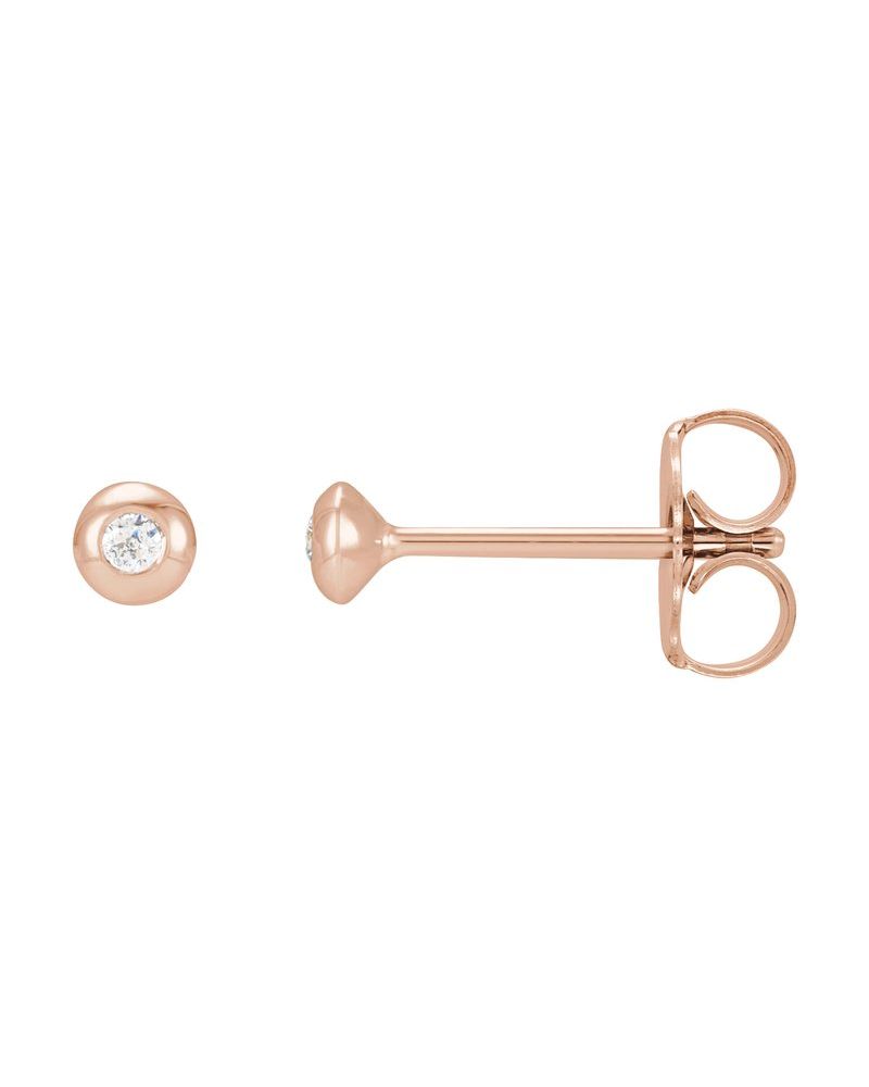 Brinco Ponto de Luz Redondo com Cravação Bezel em Ouro 14k com Diamantes Naturais