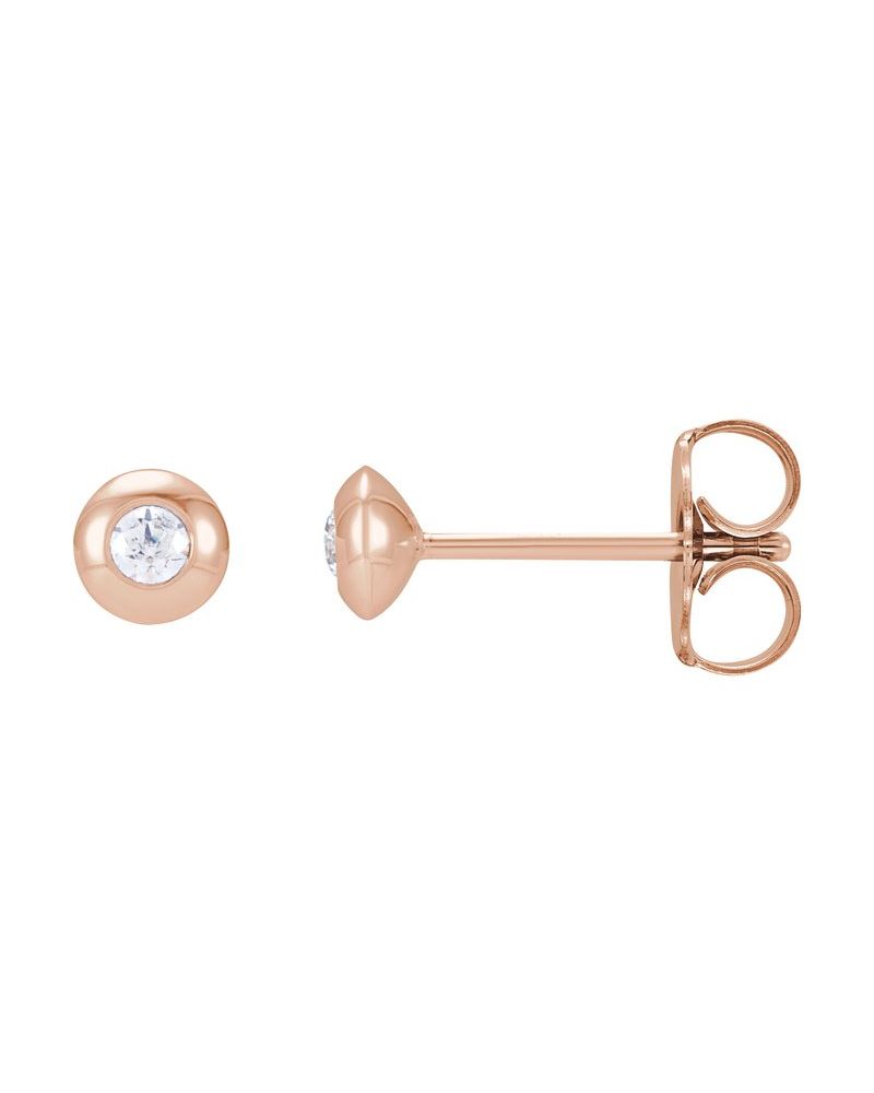 Brinco Ponto de Luz Redondo com Cravação Bezel em Ouro 14k com Diamantes Naturais