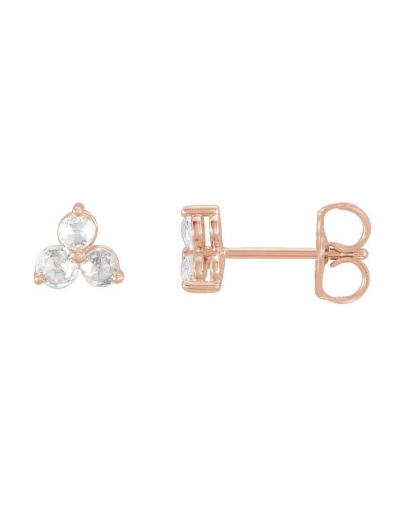 Brinco Redondo Três Pedras em Ouro 14k com Diamantes de Laboratório