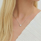 Colar de Prata 925 de Coração com Pedra Moissanite 6x6mm