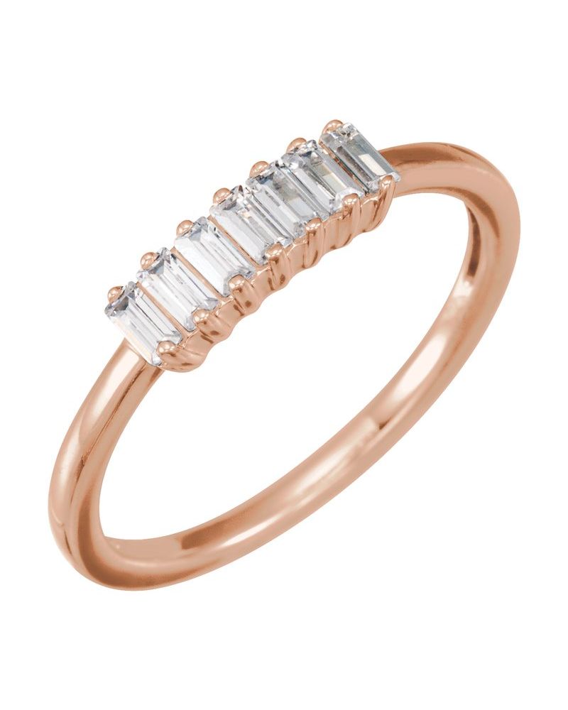 Anel Baguete em Ouro 14k com Diamantes de Laboratório