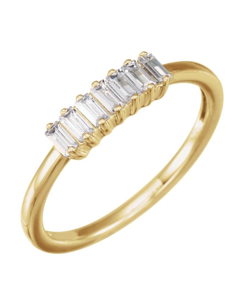 Anel Baguete em Ouro 14k com Diamantes de Laboratório