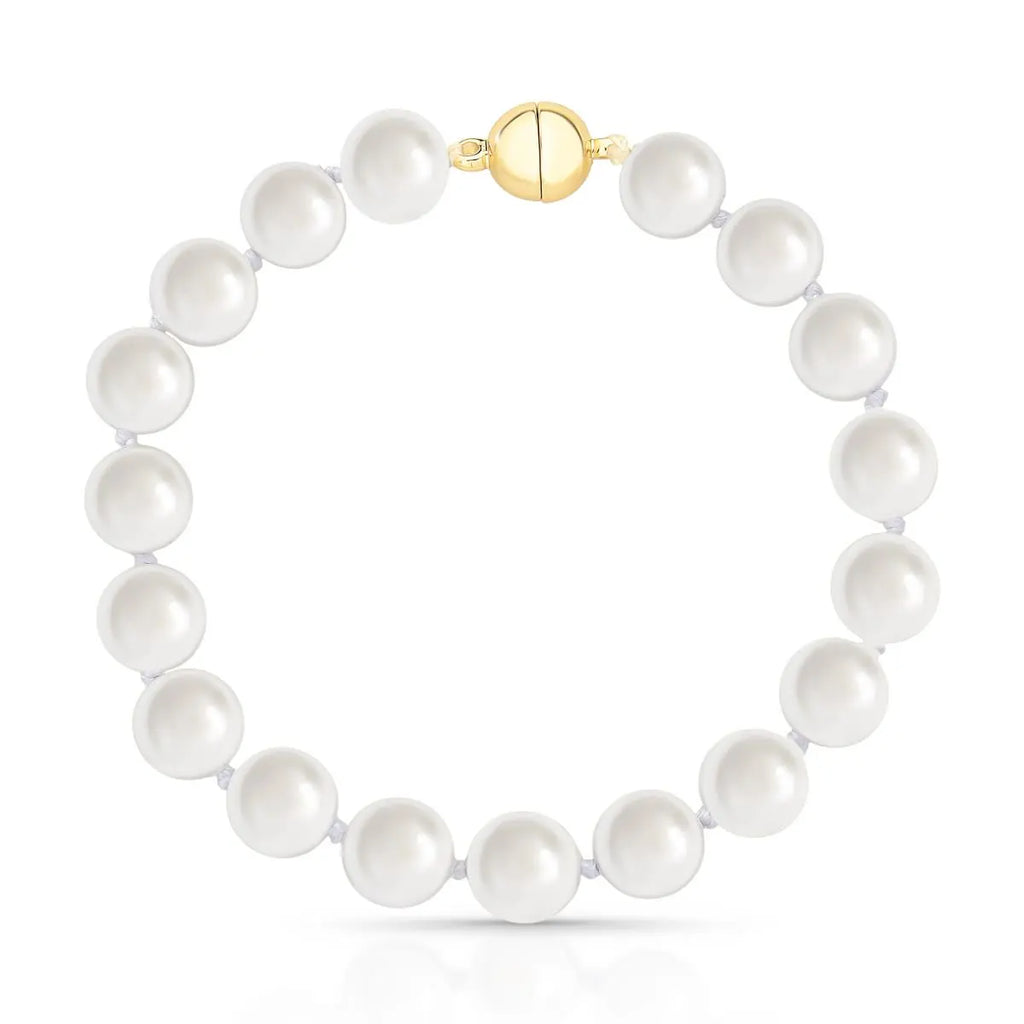 Pulseira Folheada a Ouro com Pérolas Shell Redondas e Fecho Ímã