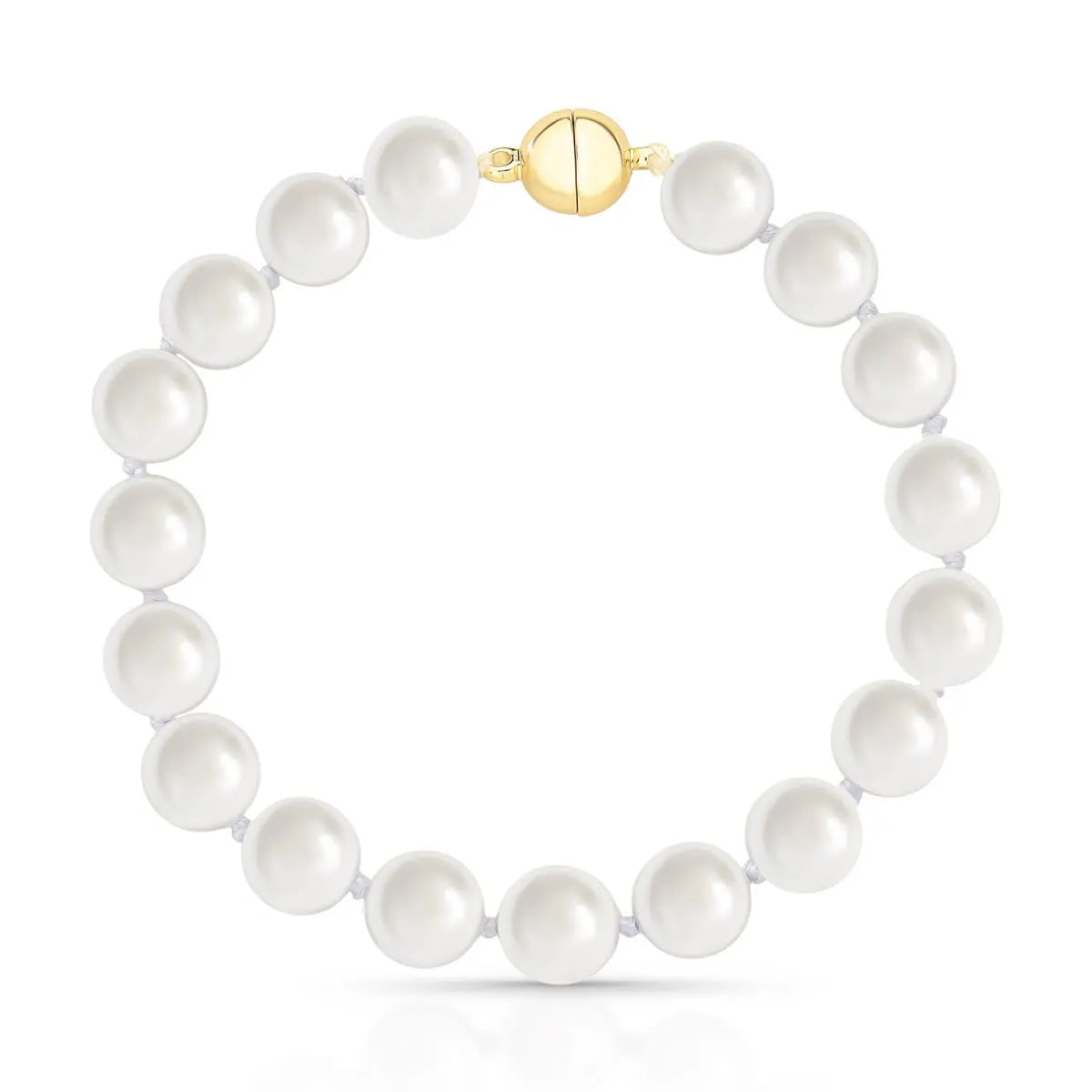 Pulseira Folheada a Ouro com Pérolas Shell Redondas e Fecho Ímã