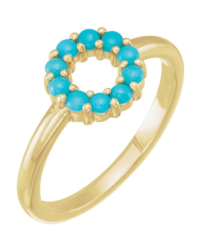 Anel Cabochão Halo em Ouro 14k com Diamantes Naturais