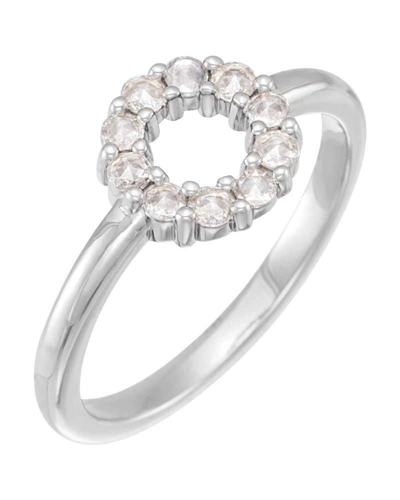 Anel Cabochão Halo em Ouro 14k com Diamantes Naturais