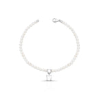Pulseira de Prata 925 com Cristais Redondos e Pérola Shell