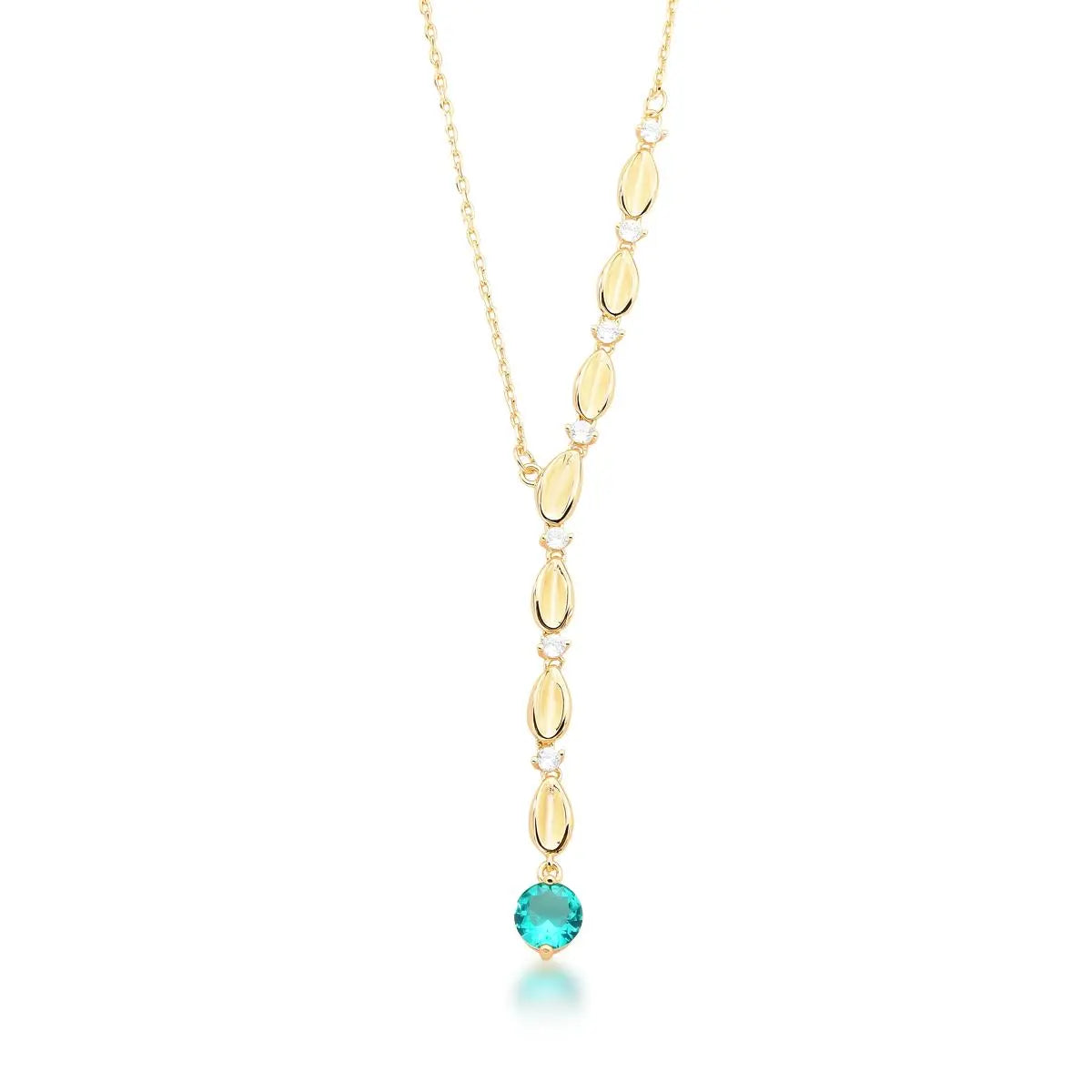 Colar Folheado a Ouro Gravata com Folhas Lisas