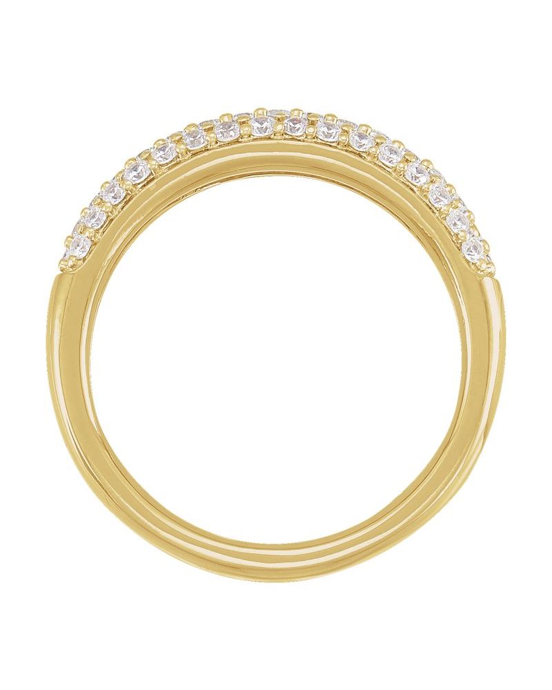 Anel Abaulado Cravejado em Ouro 14k com Diamantes de Laboratório