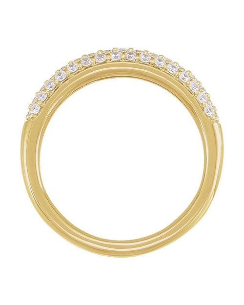 Anel Abaulado Cravejado em Ouro 14k com Diamantes de Laboratório