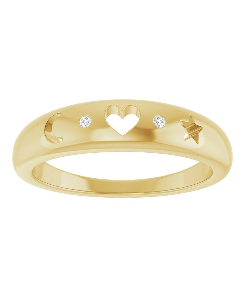Anel Celestial Vazado Cravejado em Ouro 14k com Diamantes Naturais