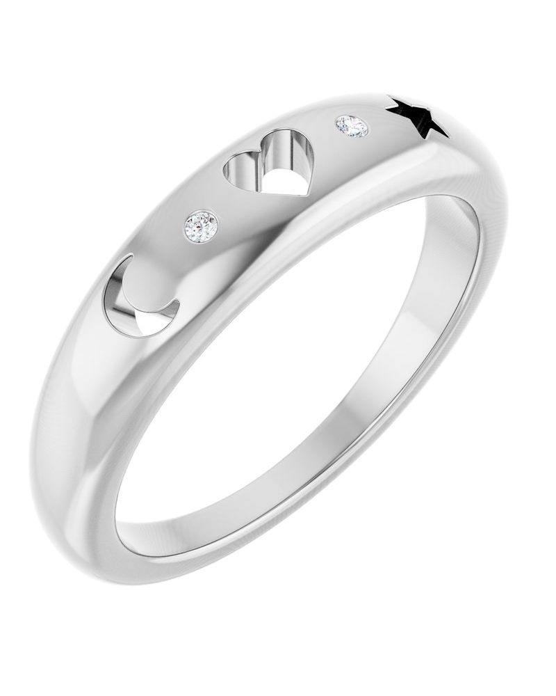 Anel Celestial Vazado Cravejado em Ouro 14k com Diamantes Naturais