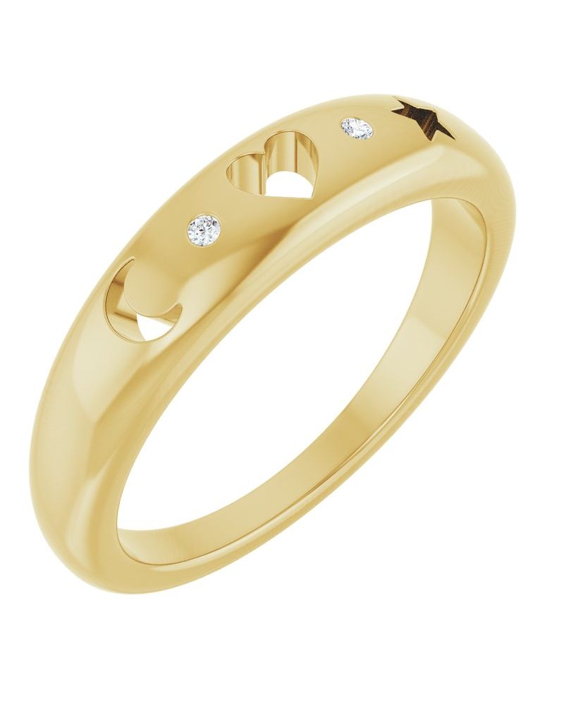 Anel Celestial Vazado Cravejado em Ouro 14k com Diamantes Naturais