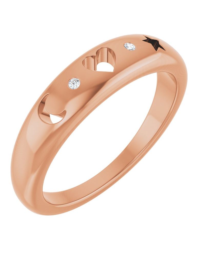 Anel Celestial Vazado Cravejado em Ouro 14k com Diamantes Naturais