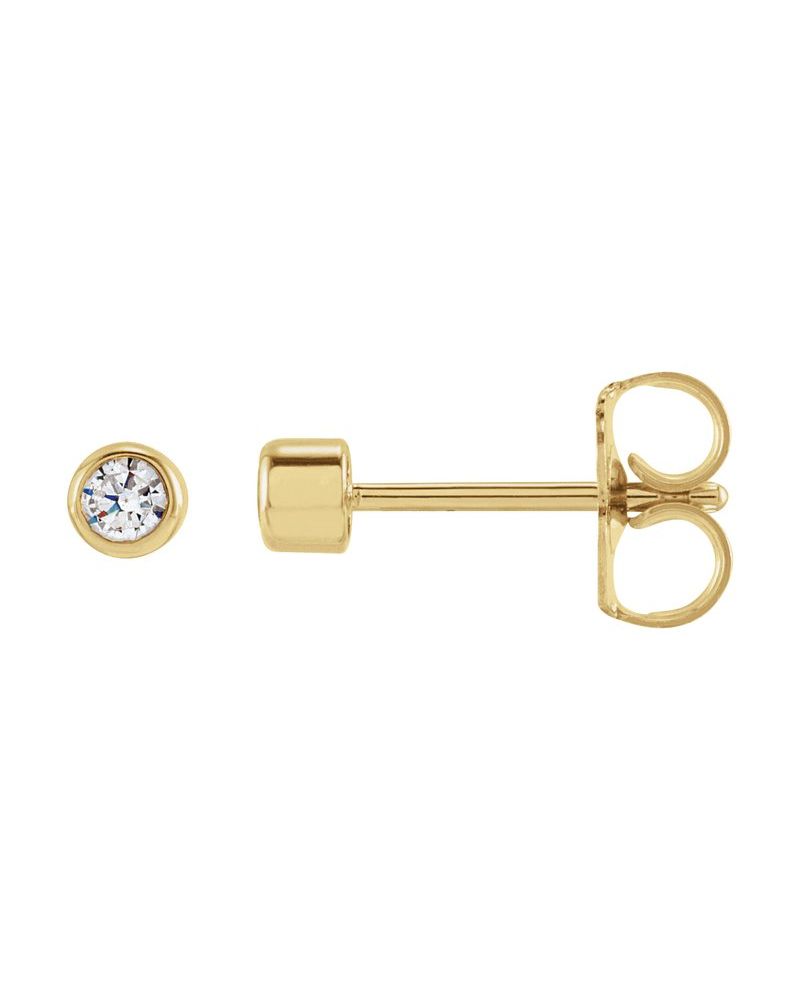 Brinco Ponto de Luz Redondo com Cravação Bezel em Ouro 14k com Diamantes de Laboratório – Modelo 2
