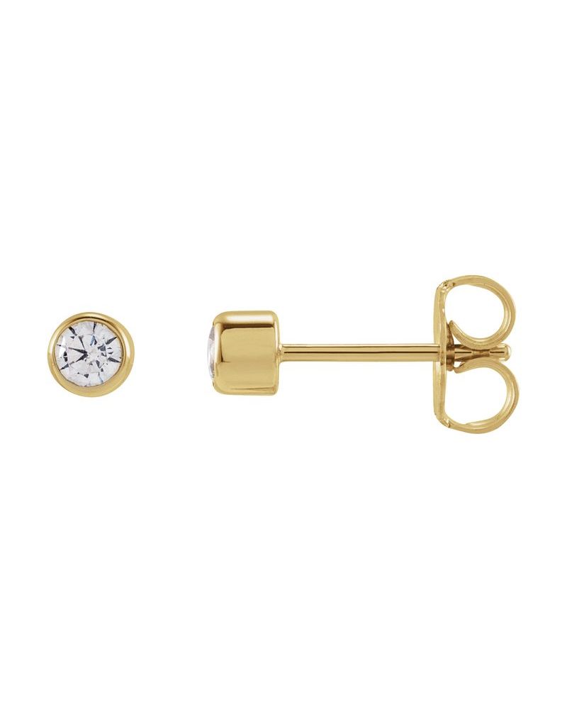 Brinco Ponto de Luz Redondo com Cravação Bezel em Ouro 14k com Diamantes de Laboratório – Modelo 2