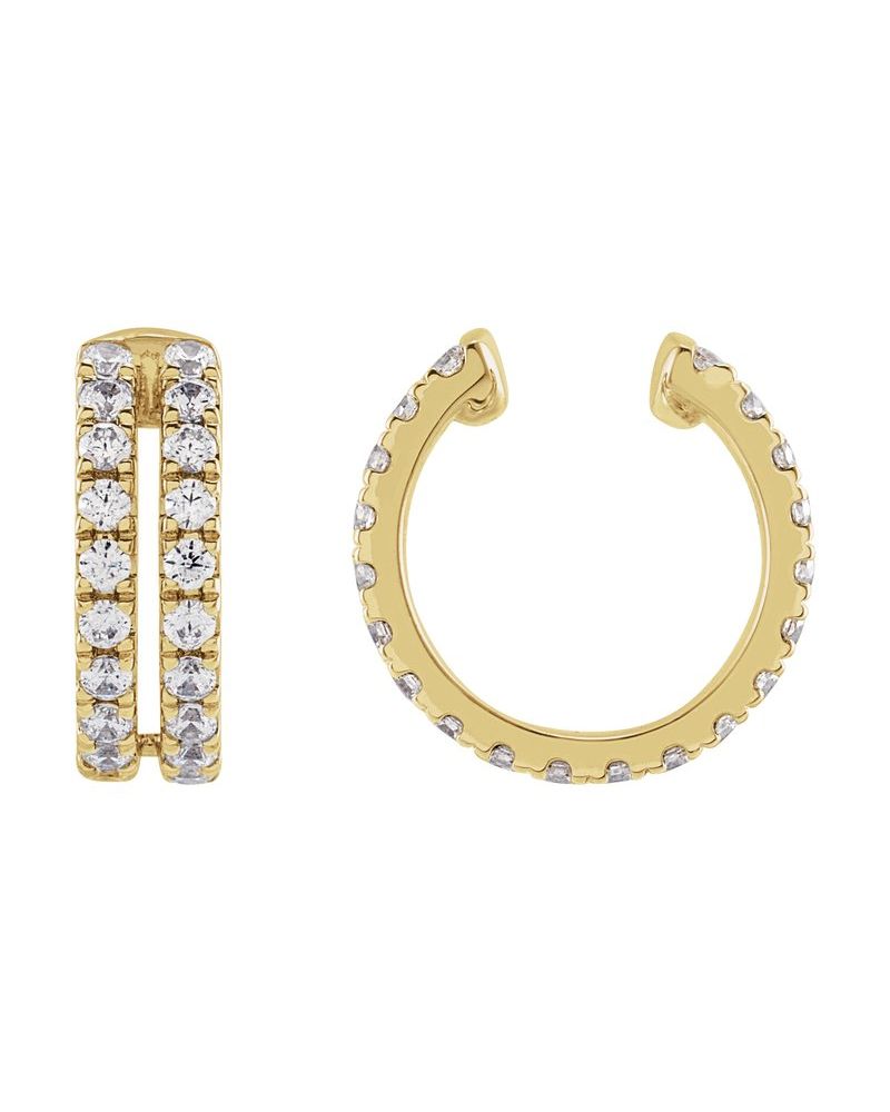 Ear Cuff Vazado em Ouro 14k com Diamantes de Laboratório