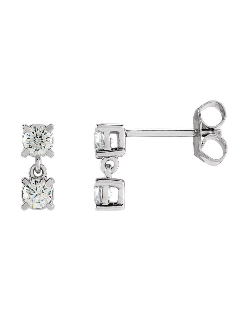 Brinco Duas Pedras em Ouro 14k com Diamantes de Laboratório – Modelo 2