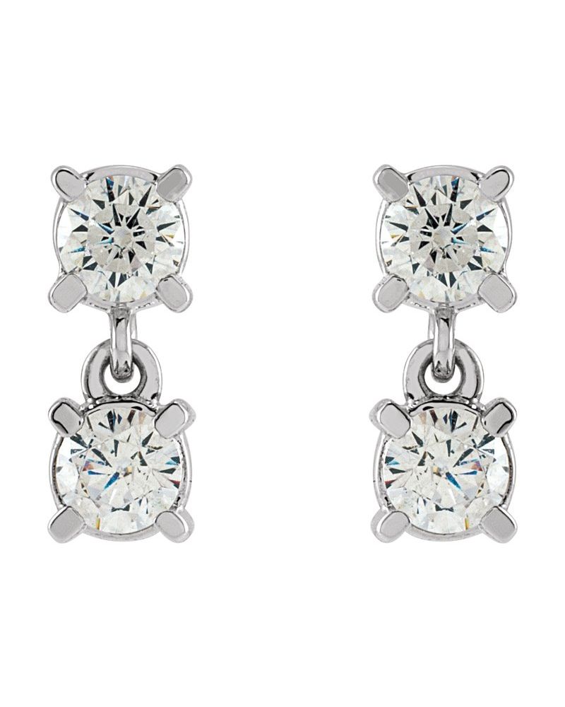 Brinco Duas Pedras em Ouro 14k com Diamantes de Laboratório – Modelo 2