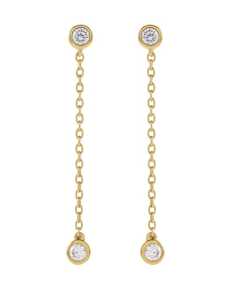 Brinco Corrente em Ouro 14k com Diamantes de Laboratório
