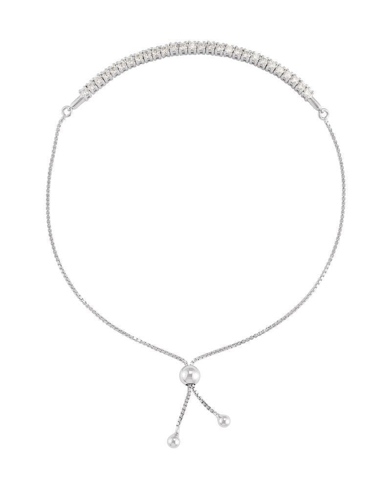 Pulseira Gravatinha Ajustável em Ouro 14k com Diamantes de Laboratório