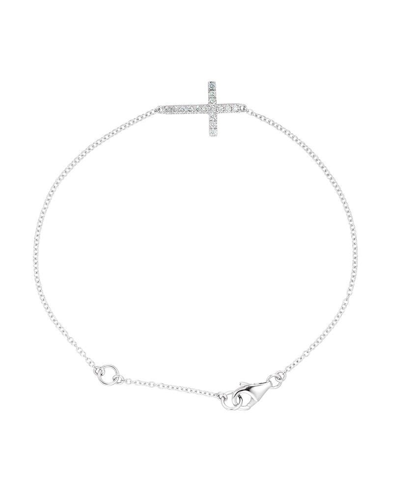 Pulseira Cruz Horizontal em Ouro 14k com Diamantes Naturais – Modelo 2