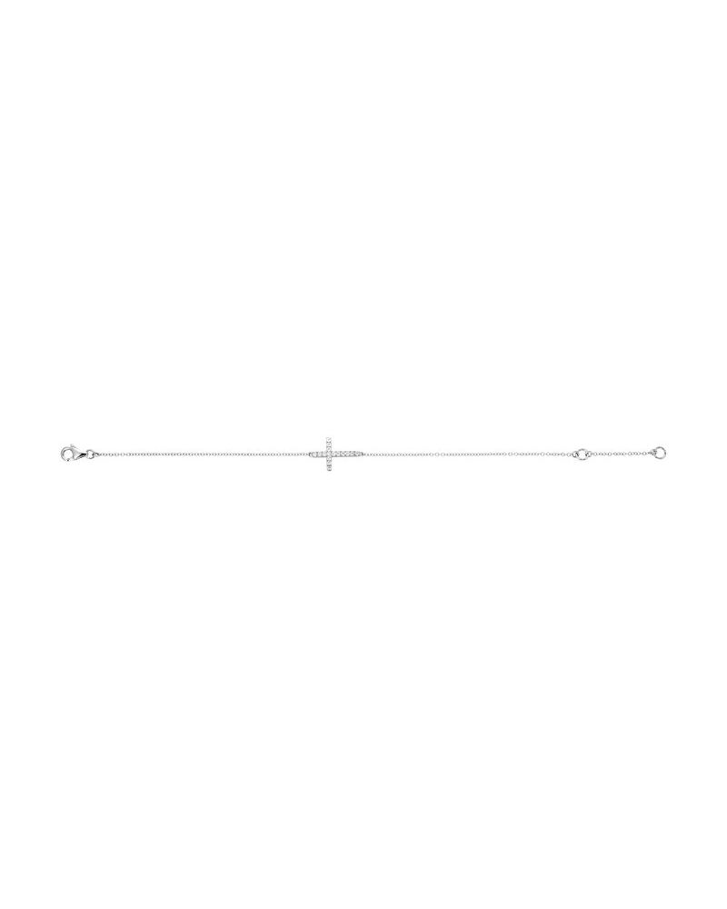 Pulseira Cruz Horizontal em Ouro 14k com Diamantes Naturais – Modelo 2