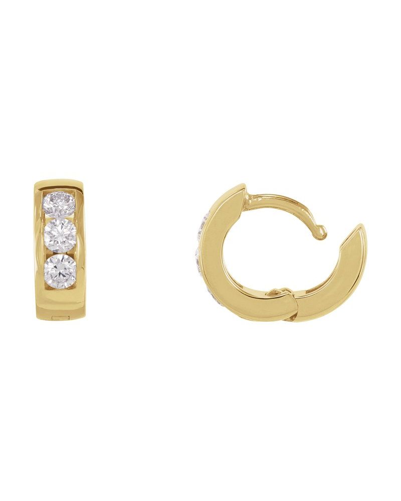 Brinco de Aro com Dobradiça em Ouro 14k com Diamantes de Laboratório