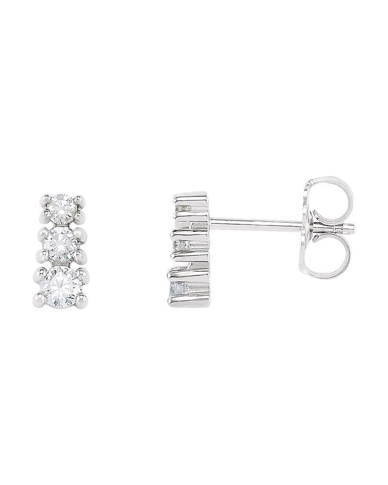 Brinco Três Pedras Degradê em Ouro 14k com Diamantes Naturais