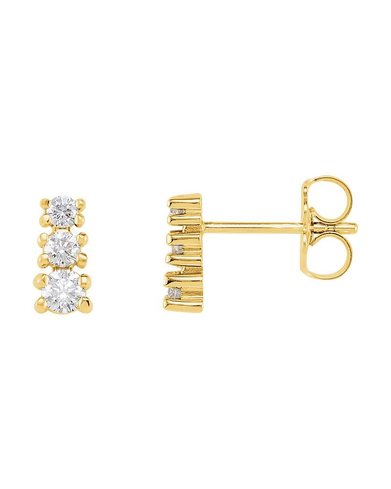 Brinco Três Pedras Degradê em Ouro 14k com Diamantes Naturais