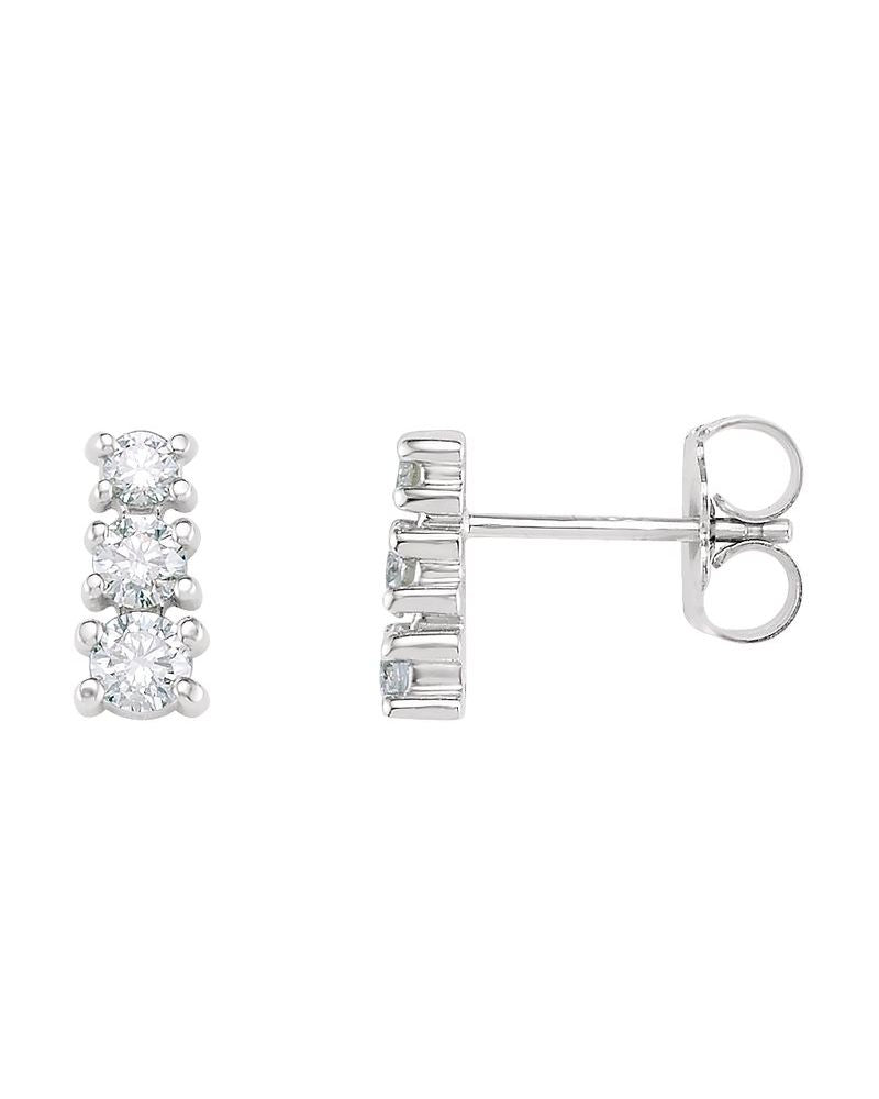 Brinco Três Pedras Degradê em Ouro 14k com Diamantes Naturais