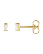 Brinco Ponto de Luz Baguete Trapézio com Cravação Trilho em Ouro 14k com Diamantes Naturais
