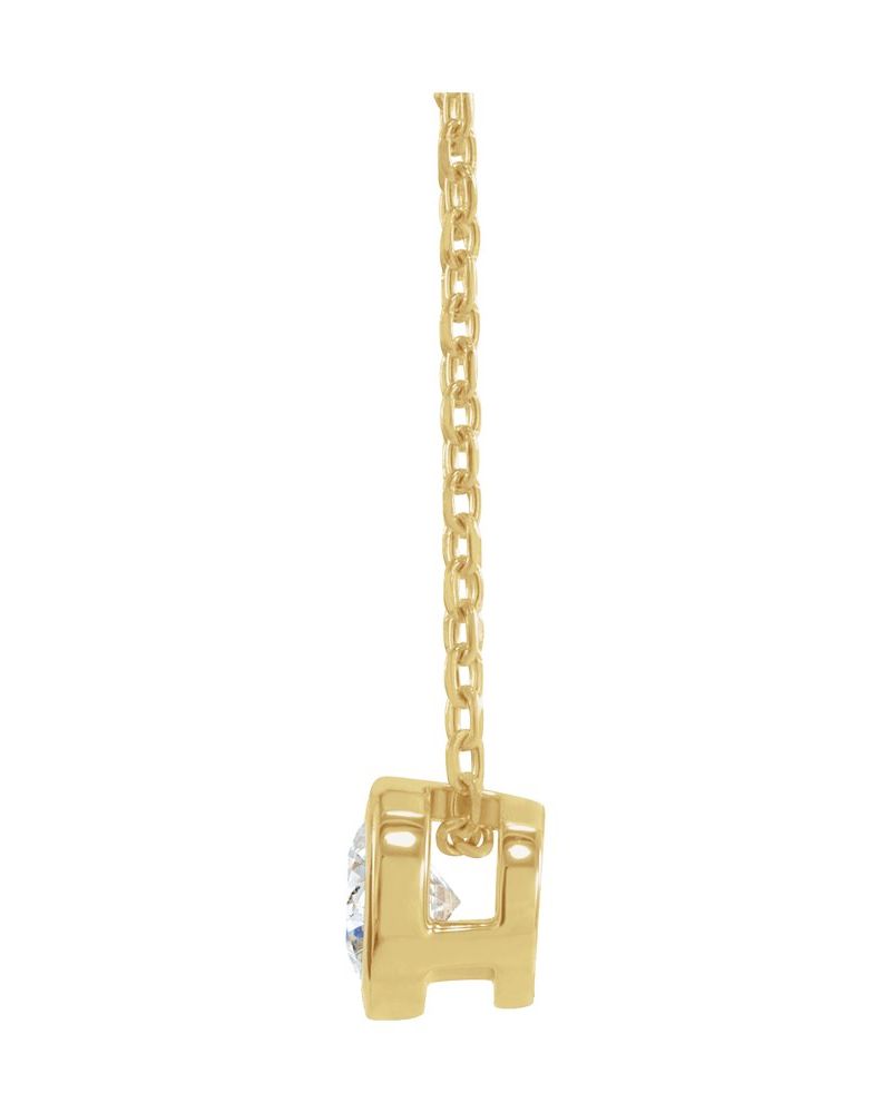 Colar Solitário com Cravação Bezel em Ouro 14k com Diamantes de Laboratório – Modelo 2