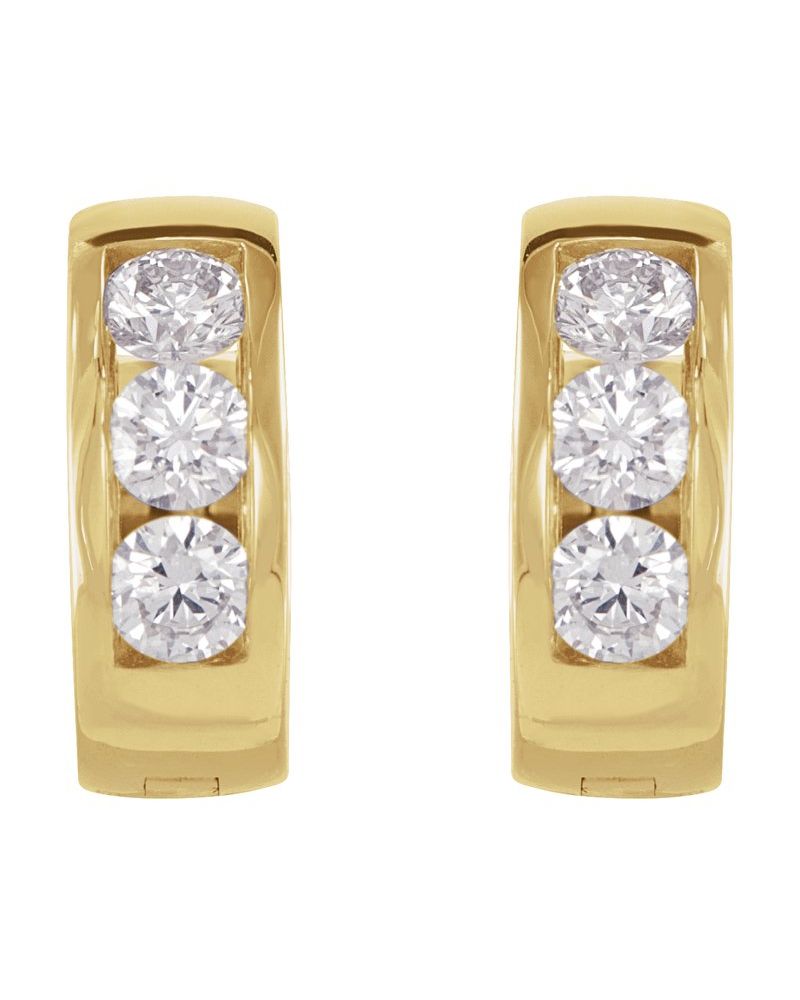 Brinco de Aro com Dobradiça em Ouro 14k com Diamantes de Laboratório
