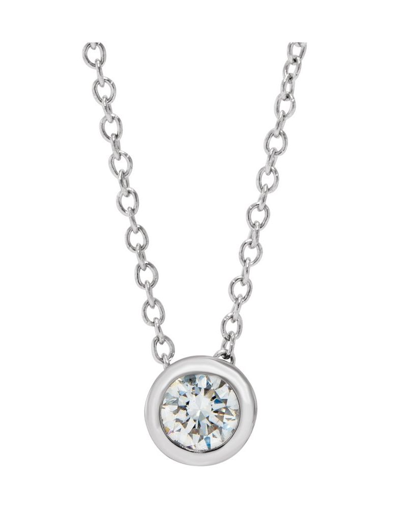 Colar Solitário com Cravação Bezel em Ouro 14k com Diamantes de Laboratório – Modelo 3