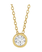 Colar Solitário com Cravação Bezel em Ouro 14k com Diamantes de Laboratório – Modelo 2