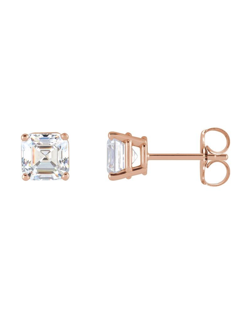Brinco Ponto de Luz Asscher Quatro Garras em Ouro 14k com Diamantes de Laboratório