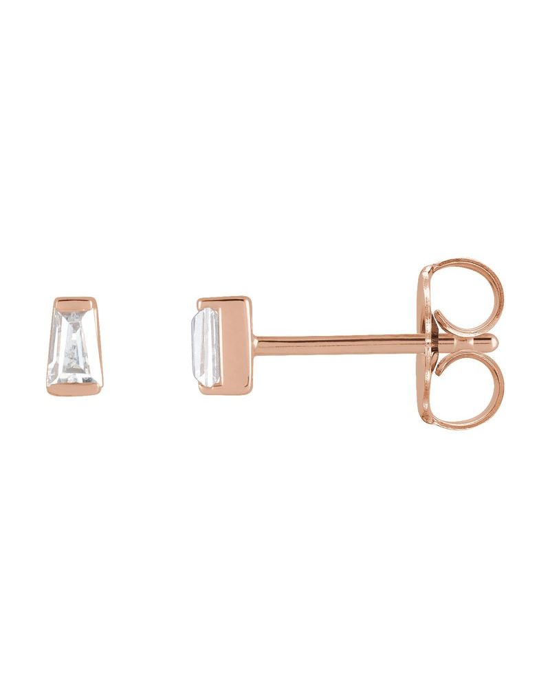 Brinco Ponto de Luz Baguete Trapézio com Cravação Trilho em Ouro 14k com Diamantes Naturais