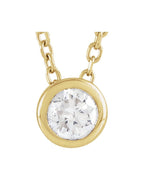 Colar Solitário com Cravação Bezel em Ouro 14k com Diamantes de Laboratório – Modelo 2