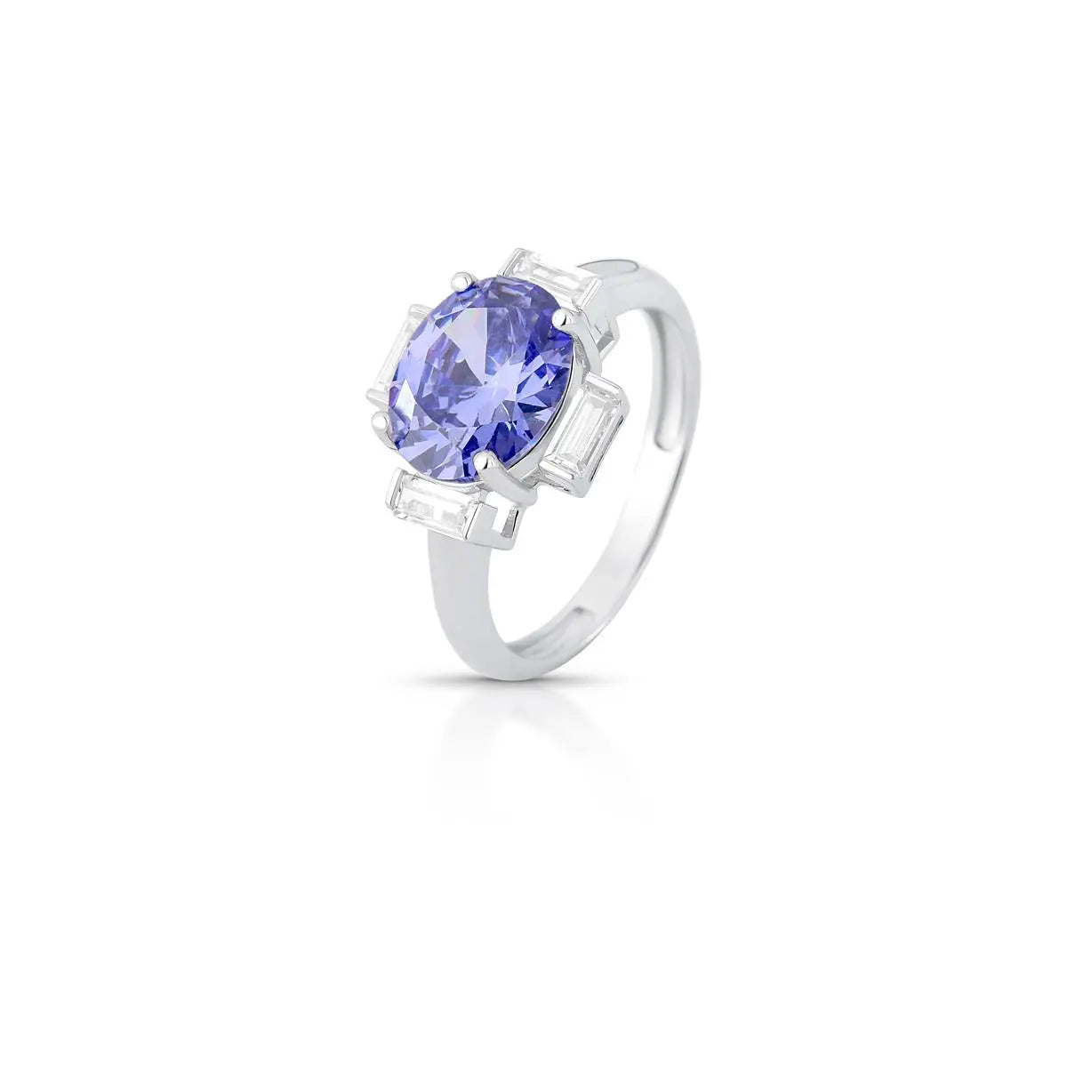 Anel de Prata 925 Oval em Cristais