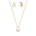 Conjunto Brinco e Colar com Cristal de Gota e Zircônias