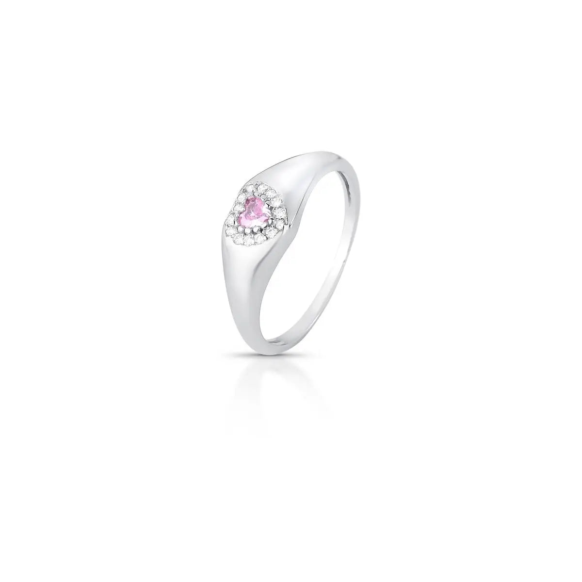 Anel de Prata 925 de Coração com Cristal e Zircônias