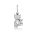 Pingente de Prata 925 de Gato Cravejado de Zircônias