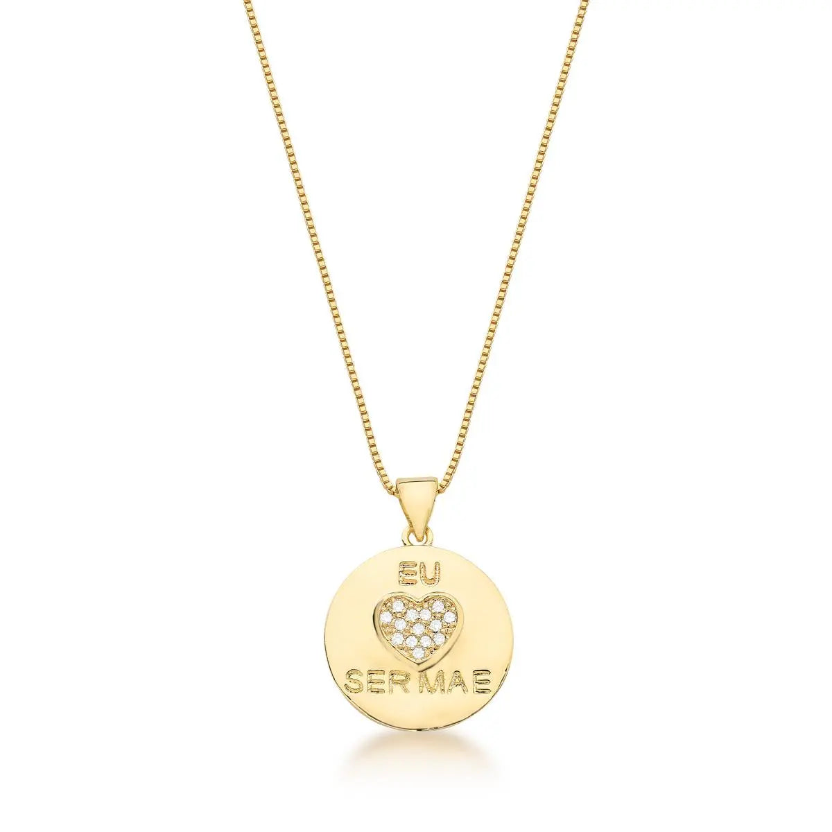 Colar Folheado a Ouro com Pingente com Escrita Mãe