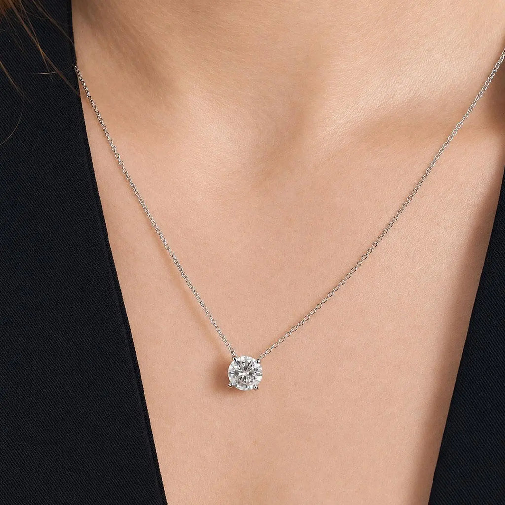 Colar de Prata 925 com Pedra Moissanite 8mm
