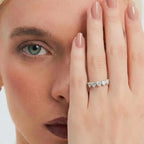 Anel de Prata 925 com Pedras Moissanites de Coração 4x4mm