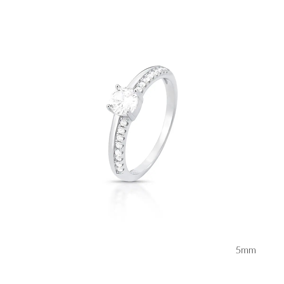 Anel de Prata 925 Solitário com Zircônias