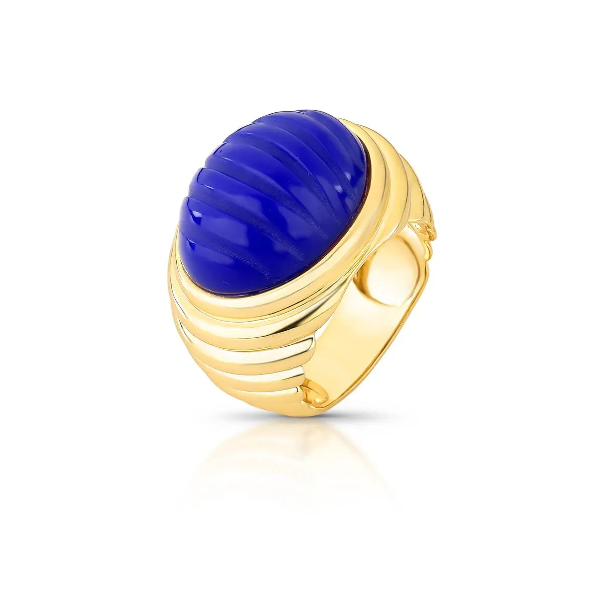 Anel Folheado a Ouro com Cristal Oval Texturizado