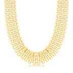 Colar Folheado a Ouro Retangular e Oval Intercalado em Sete Fileiras
