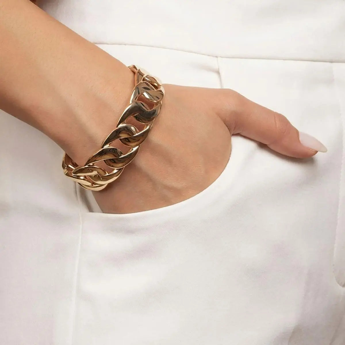 Bracelete Folheado a Ouro com Elos Groumet Lisos